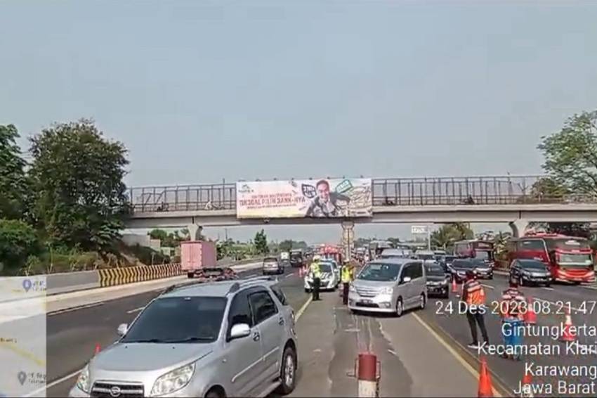 Jasa Marga Menerapkan Contra Flow dari KM 55-65 untuk Mengantisipasi Kemacetan di Arah Cikampek