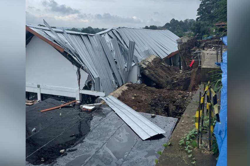 Tembok Penahan Tanah di Stasiun Maseng Bogor Bergeser karena Longsor