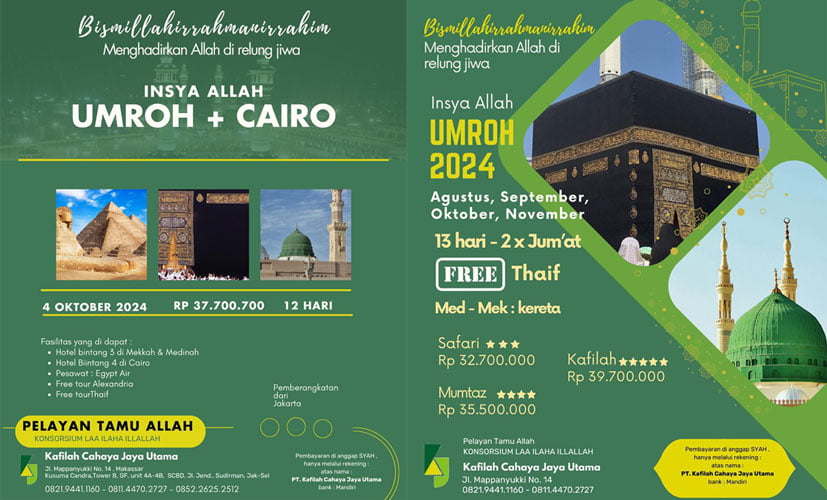 Salah Satu Travel Terpercaya Di Makassar, Travel Khafilah Cahaya Jaya Utama Makassar Menawarkan Promo Umroh Tahun 2024, Jelajahi Masjid Tempat Rasulullah Beristirahat